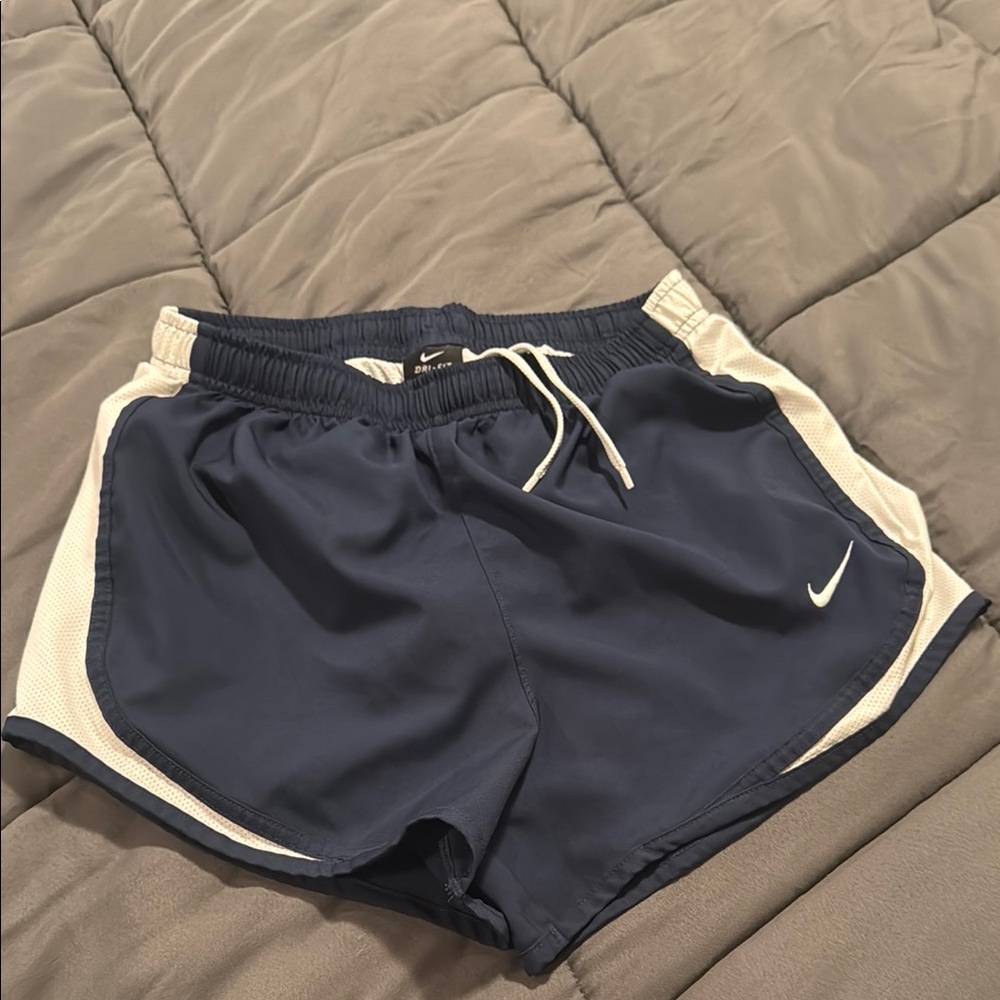 Nike Navy Blue and White Running Shorts